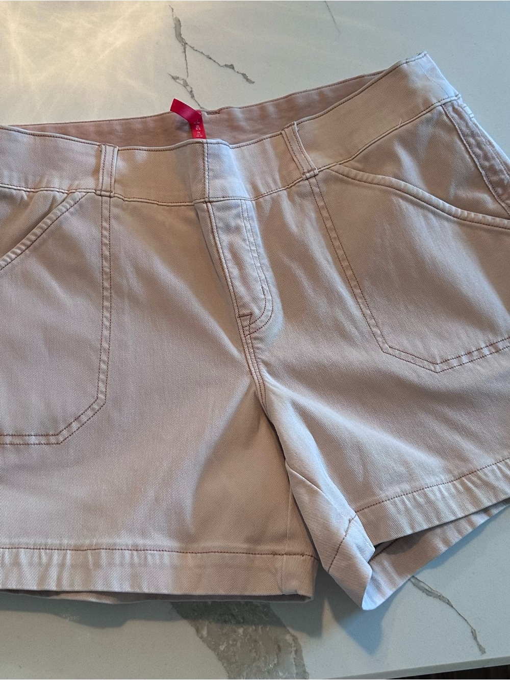 SPANX Pale Pink Mid-Rise Jean Shorts - Picture 1 of 3